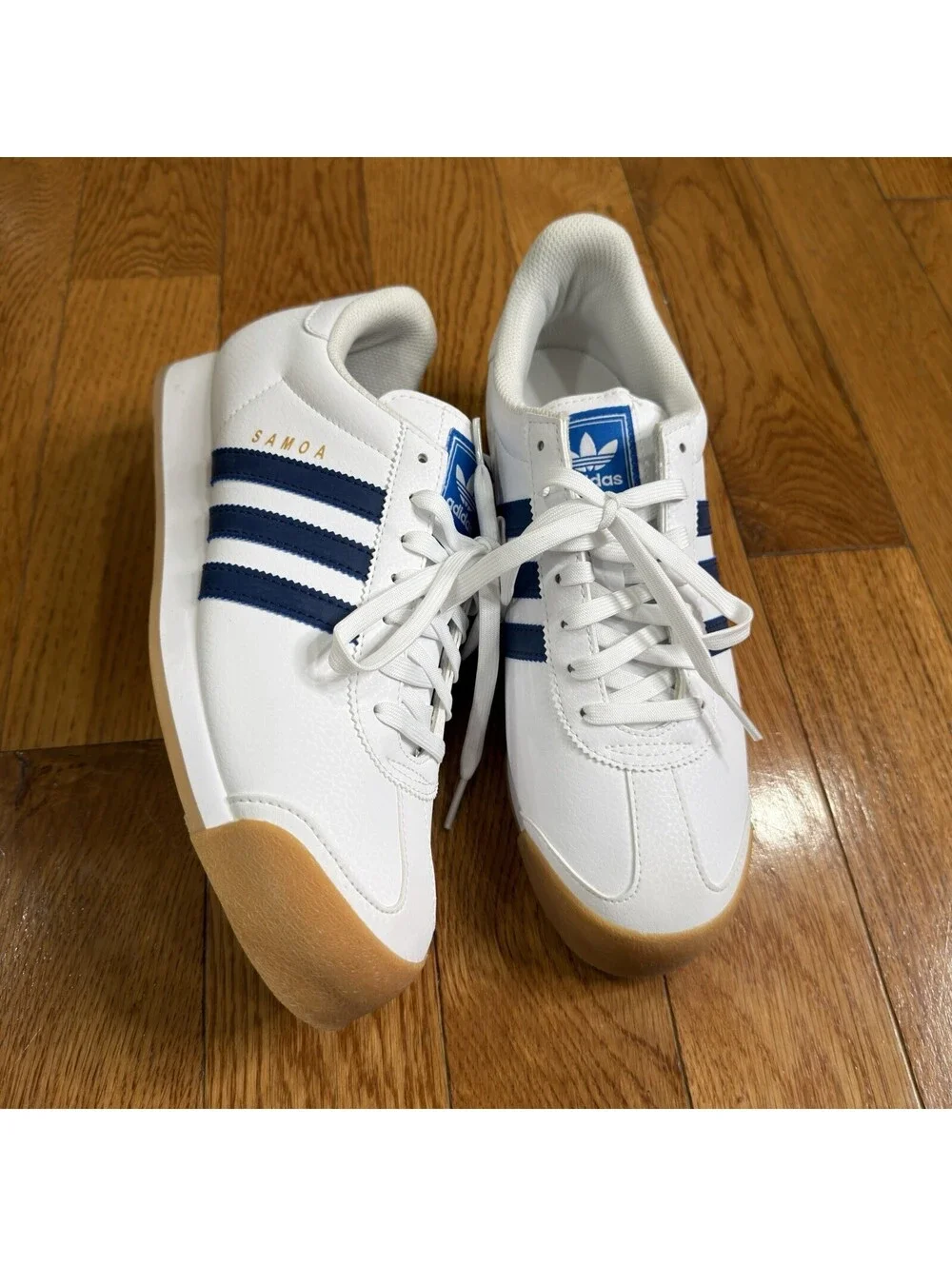 Men’s Size 9 Adidas Samoa White Blue Gum Sneakers EG6088 Originals Shoes
